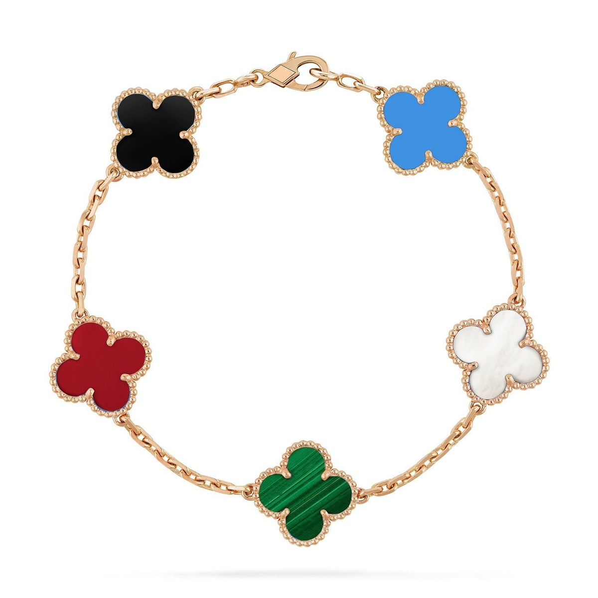[Aura Jewels]New CLOVER 5 MOTIFS MULTICOLOR BRACELET
