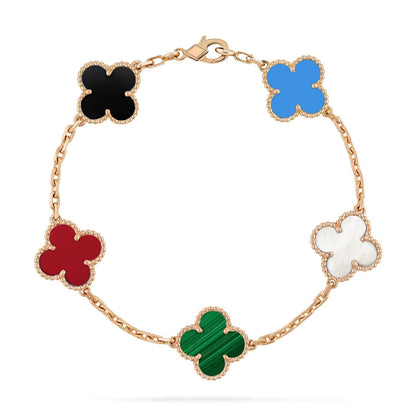 [Aura Jewels]New CLOVER 5 MOTIFS MULTICOLOR BRACELET