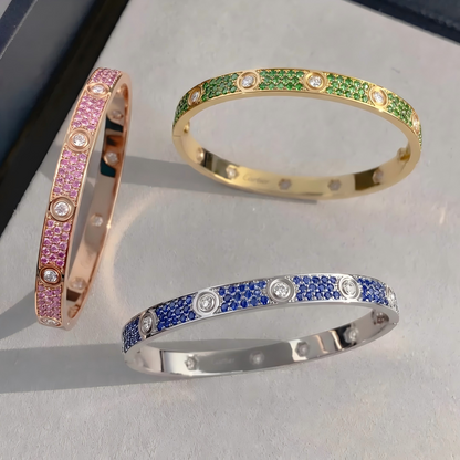 [Aura Jewels]2026 PAVE GEMSTONE LOVE BRACELET 6.1MM 10 DIAMONDS