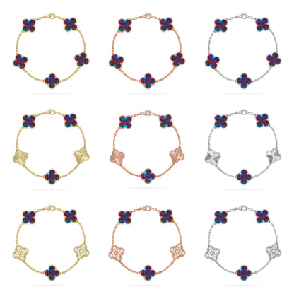 [Aura Jewels]New CLOVER 5 MOTIF COLOR GEMSTONES BRACELET COLLECTION