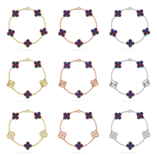 [Aura Jewels]New CLOVER 5 MOTIF COLOR GEMSTONES BRACELET COLLECTION