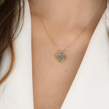 ¡®Aura Jewels¡¯CLOVER 15MM  GRAY MOTHER OF PEARL NECKLACE