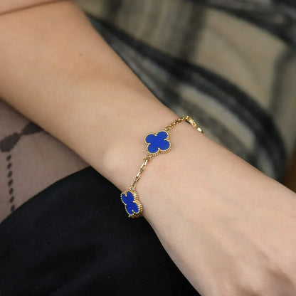 [Aura Jewels]New CLOVER 5 MOTIF BLUE AGATE BRACELET COLLECTION