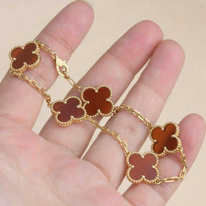 [Aura Jewels]New  CLOVER 5 MOTIF RED CORNELIAN BRACELET COLLECTION