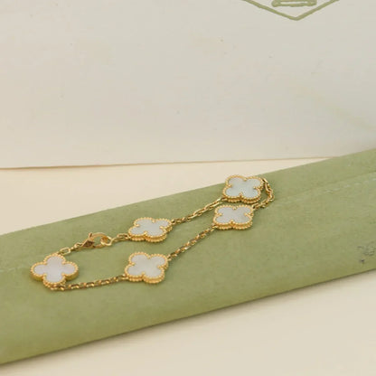 [Aura Jewels]New CLOVER WHITE PEARL MOP 5 MOTIF BRACELET COLLECTION