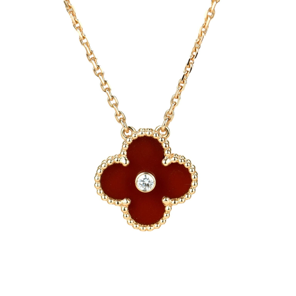 ¡®Aura Jewels¡¯CLOVER 15MM DIAMOND CARNELIAN NECKLACE