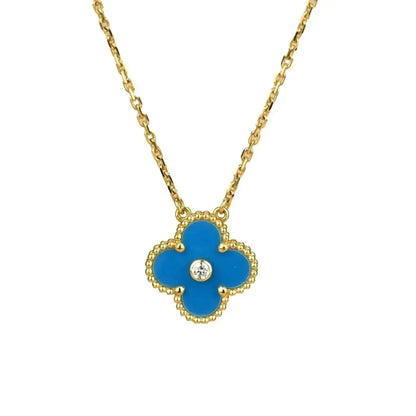 ¡®Aura Jewels¡¯CLOVER 15MM DIAMOND AND BLUE AGATE NECKLACE