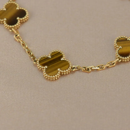 [Aura Jewels]New  CLOVER 5 MOTIFS TIGER EYE BRACELET COLLECTION