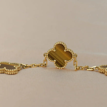[Aura Jewels]New  CLOVER 5 MOTIFS TIGER EYE BRACELET COLLECTION