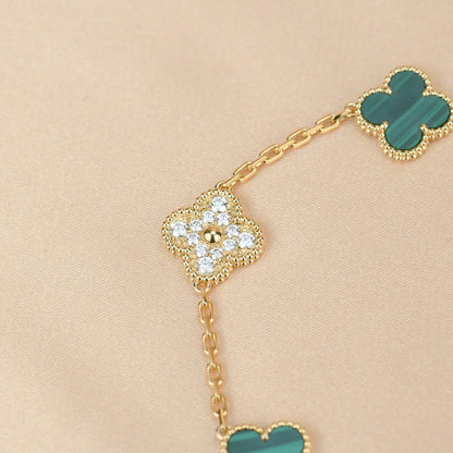 [Aura Jewels]New  CLOVER 5 MOTIF MALACHITE BRACELET COLLECTION