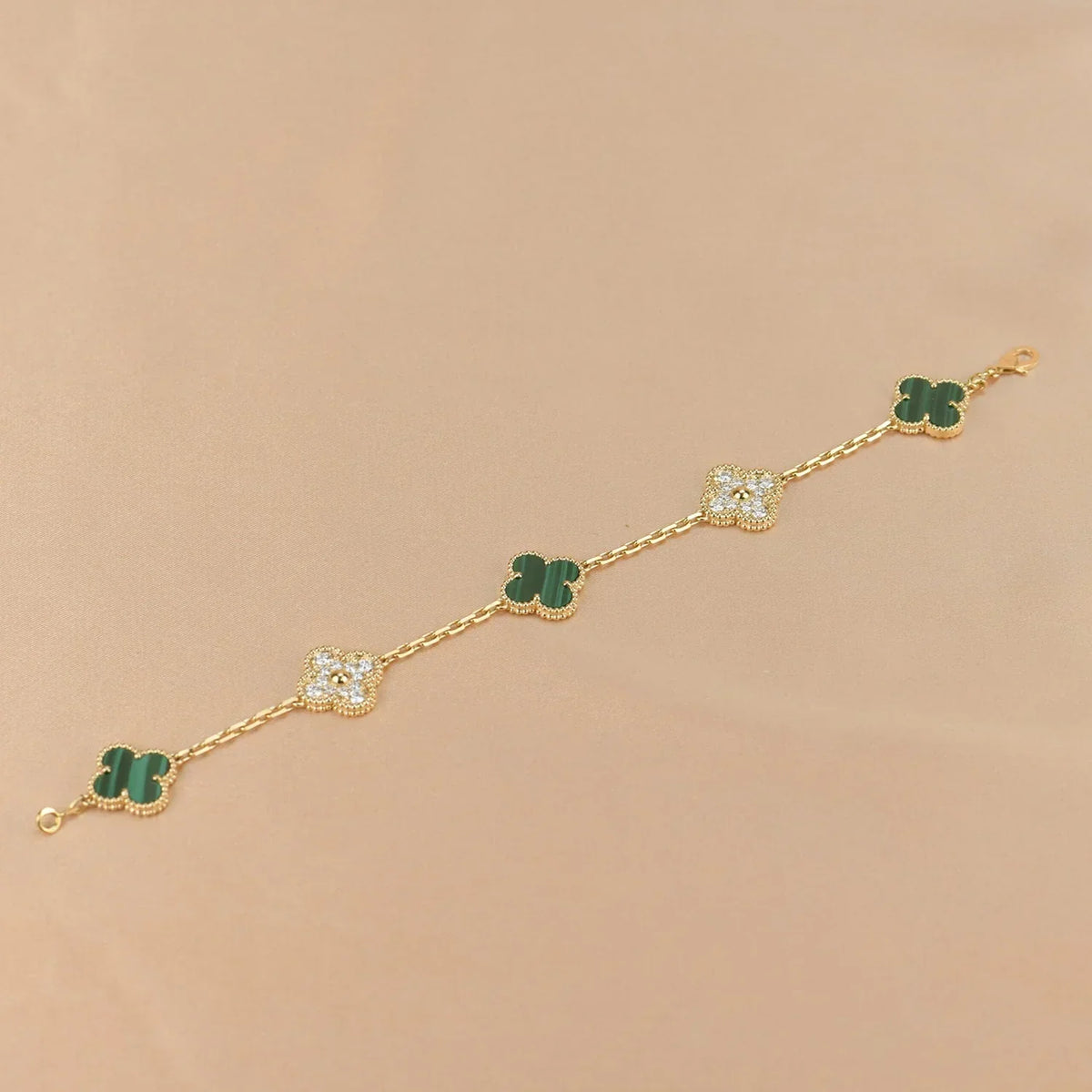 [Aura Jewels]New  CLOVER 5 MOTIF MALACHITE BRACELET COLLECTION