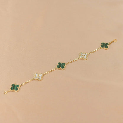[Aura Jewels]New  CLOVER 5 MOTIF MALACHITE BRACELET COLLECTION
