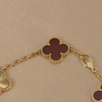 [Aura Jewels]New  CLOVER 5 MOTIF RED CORNELIAN BRACELET COLLECTION