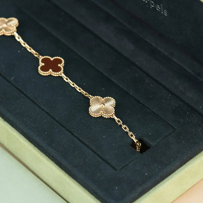 [Aura Jewels]New  CLOVER 5 MOTIF RED CORNELIAN BRACELET COLLECTION