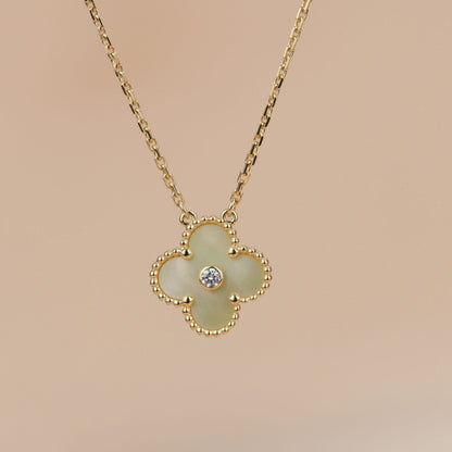 ¡®Aura Jewels¡¯CLOVER 15MM DIAMOND GOLD MOTHER OF PEARL NECKLACE
