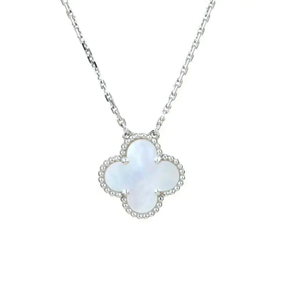 ¡®Aura Jewels¡¯CLOVER  15MM WHITE MOTHER-OF-PEARL SILVER