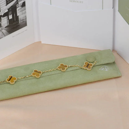[Aura Jewels]New  CLOVER 5 MOTIFS TIGER EYE BRACELET COLLECTION