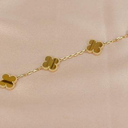 [Aura Jewels]New  CLOVER 5 MOTIFS TIGER EYE BRACELET COLLECTION