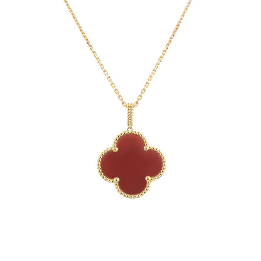 ¡®Aura Jewels¡¯CLOVER 25MM NECKLACE GOLD CARNELIAN