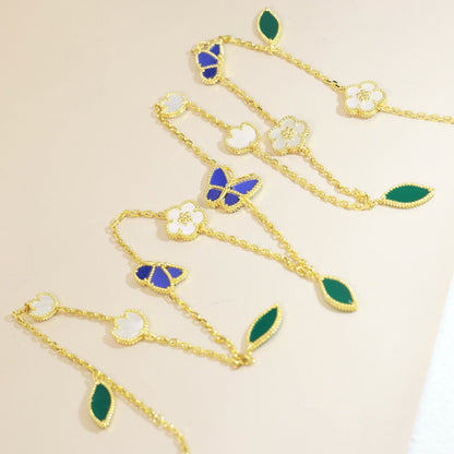 [Aura Jewels]LUCKY SPRING BUTTERFLY 15 FLOWER NECKLACE