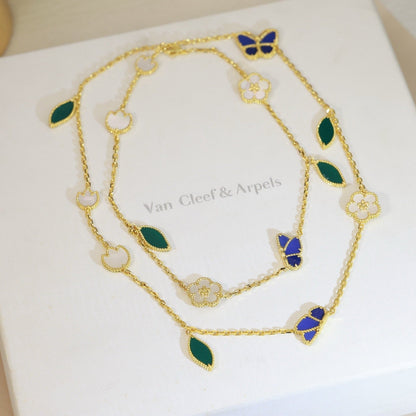 [Aura Jewels]LUCKY SPRING BUTTERFLY 15 FLOWER NECKLACE