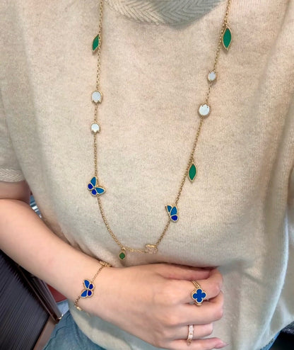 [Aura Jewels]LUCKY SPRING BUTTERFLY 15 FLOWER NECKLACE