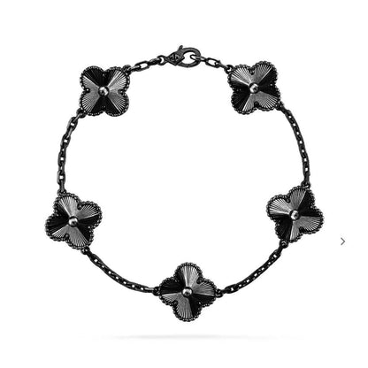 [Aura Jewels]New CLOVER 5 MOTIF BLACK BRACELET
