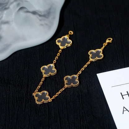 [Aura Jewels]New CLOVER 5 MOTIF ROCK CRYSTAL BRACELET