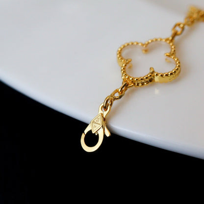 [Aura Jewels]New CLOVER 5 MOTIF ROCK CRYSTAL BRACELET