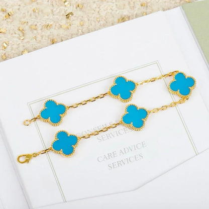 [Aura Jewels]New  CLOVER 5 MOTIF TURQUOISE BRACELET COLLECTION