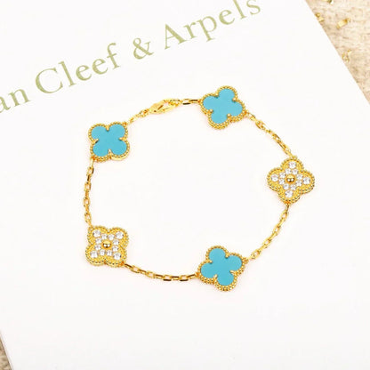 [Aura Jewels]New  CLOVER 5 MOTIF TURQUOISE BRACELET COLLECTION