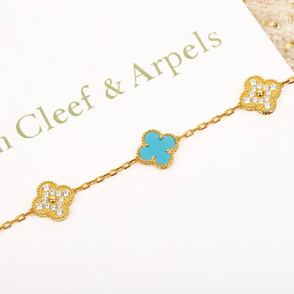 [Aura Jewels]New  CLOVER 5 MOTIF TURQUOISE BRACELET COLLECTION