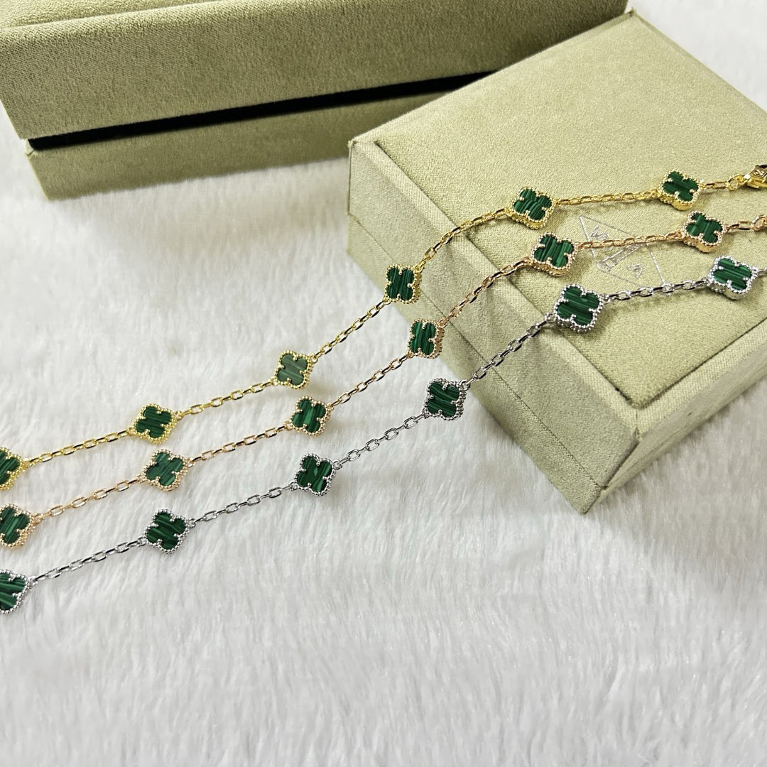 [¡®Aura Jewels¡¯]CLOVER 6 MOTIF MALACHITE BRACELET