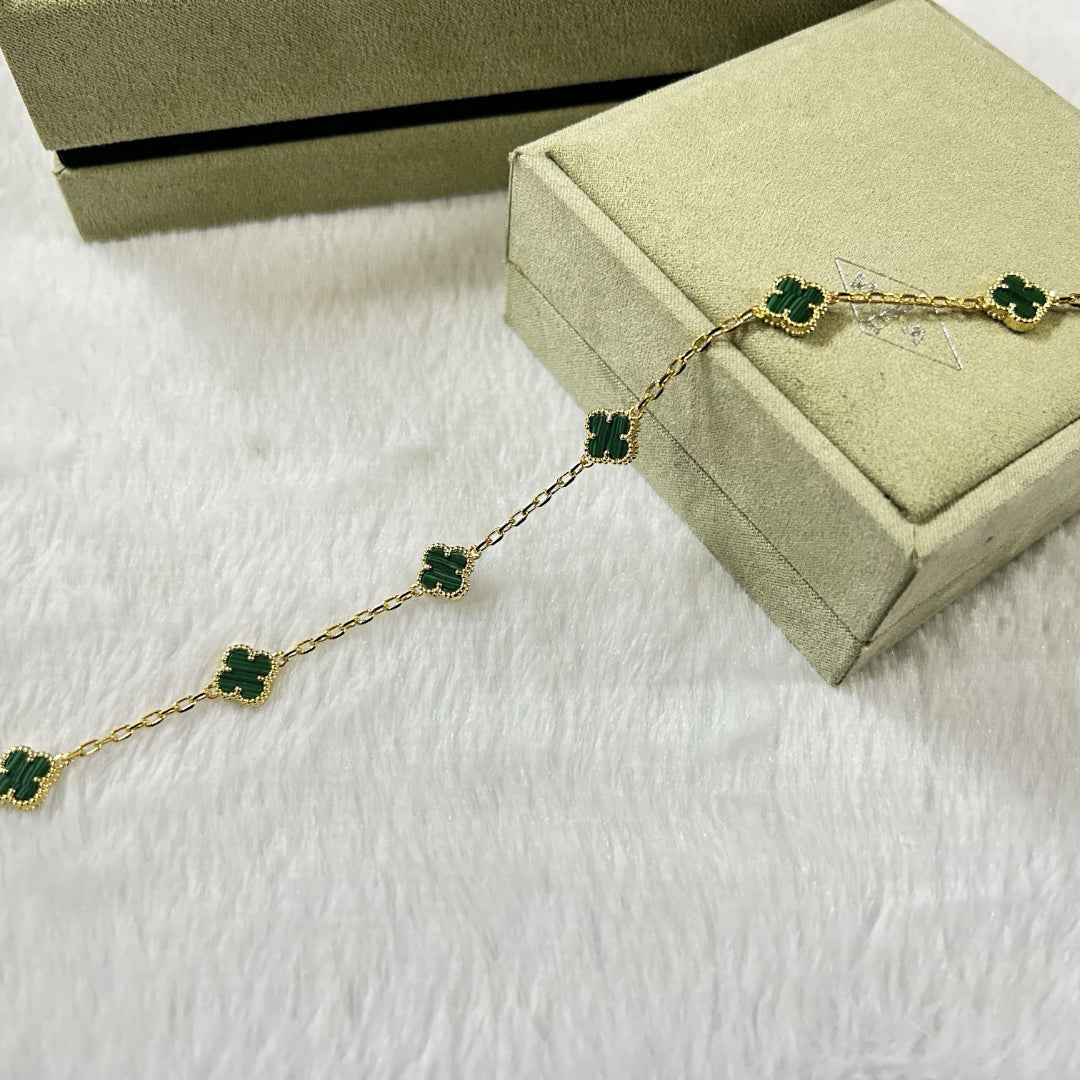 [¡®Aura Jewels¡¯]CLOVER 6 MOTIF MALACHITE BRACELET