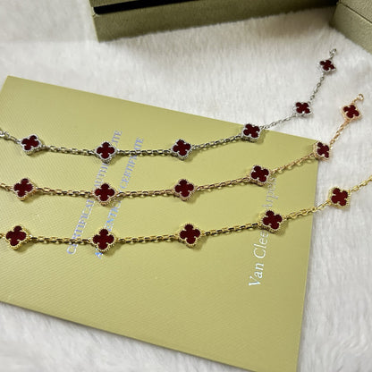 [¡®Aura Jewels¡¯]CLOVER 6 MOTIF RED AGATE BRACELET