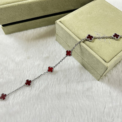 [¡®Aura Jewels¡¯]CLOVER 6 MOTIF RED AGATE BRACELET