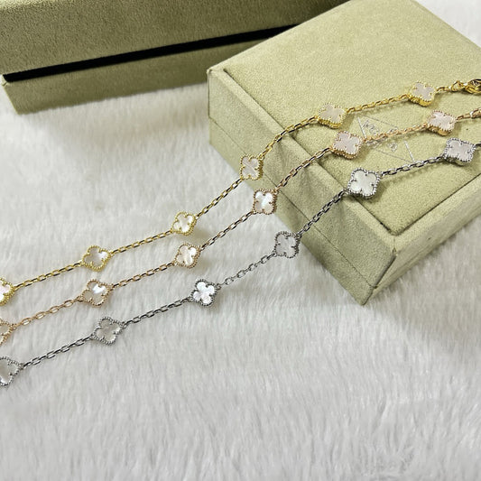 [¡®Aura Jewels¡¯]CLOVER 6 MOTIF WHITE MOP BRACELET