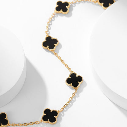 ¡®Aura Jewels¡¯CLOVER 10 MOTIFS ONYX NECKLACE