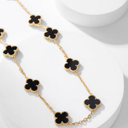 ¡®Aura Jewels¡¯CLOVER 10 MOTIFS ONYX NECKLACE