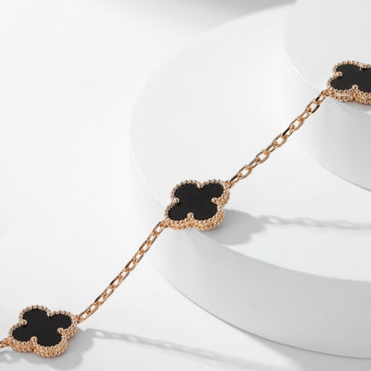 ¡®Aura Jewels¡¯CLOVER 10 MOTIFS ONYX NECKLACE