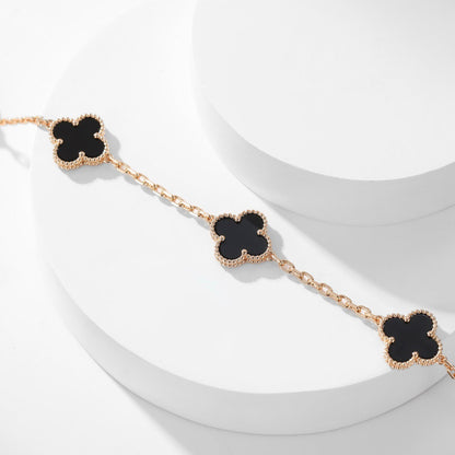 ¡®Aura Jewels¡¯CLOVER 10 MOTIFS ONYX NECKLACE