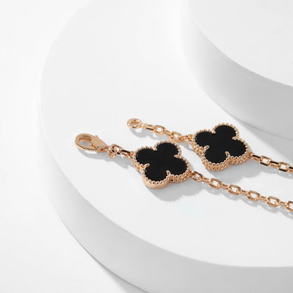 ¡®Aura Jewels¡¯CLOVER 10 MOTIFS ONYX NECKLACE