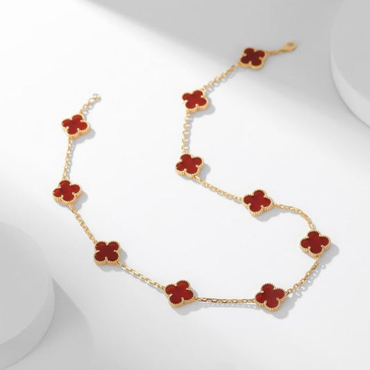 ¡®Aura Jewels¡¯CLOVER 10 MOTIFS CARNELIAN NECKLACE