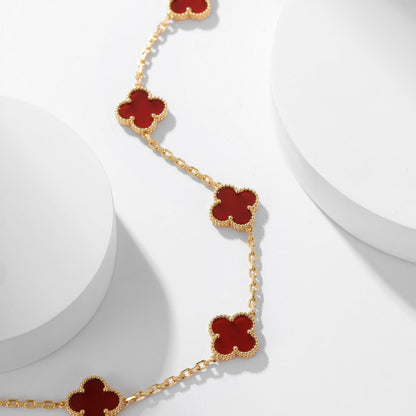 ¡®Aura Jewels¡¯CLOVER 10 MOTIFS CARNELIAN NECKLACE