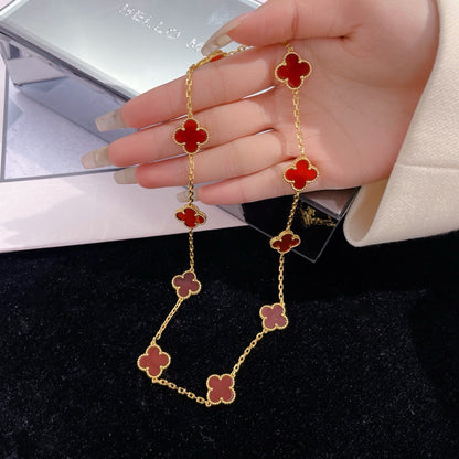 ¡®Aura Jewels¡¯CLOVER 10 MOTIFS CARNELIAN NECKLACE
