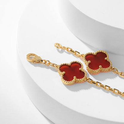 ¡®Aura Jewels¡¯CLOVER 10 MOTIFS CARNELIAN NECKLACE