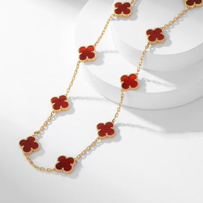 ¡®Aura Jewels¡¯CLOVER 10 MOTIFS CARNELIAN NECKLACE