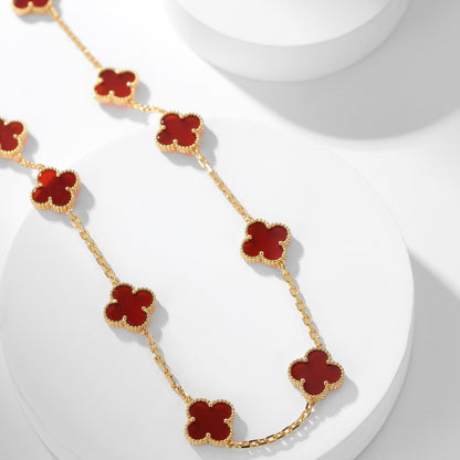 ¡®Aura Jewels¡¯CLOVER 10 MOTIFS CARNELIAN NECKLACE