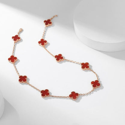 ¡®Aura Jewels¡¯CLOVER 10 MOTIFS CARNELIAN NECKLACE