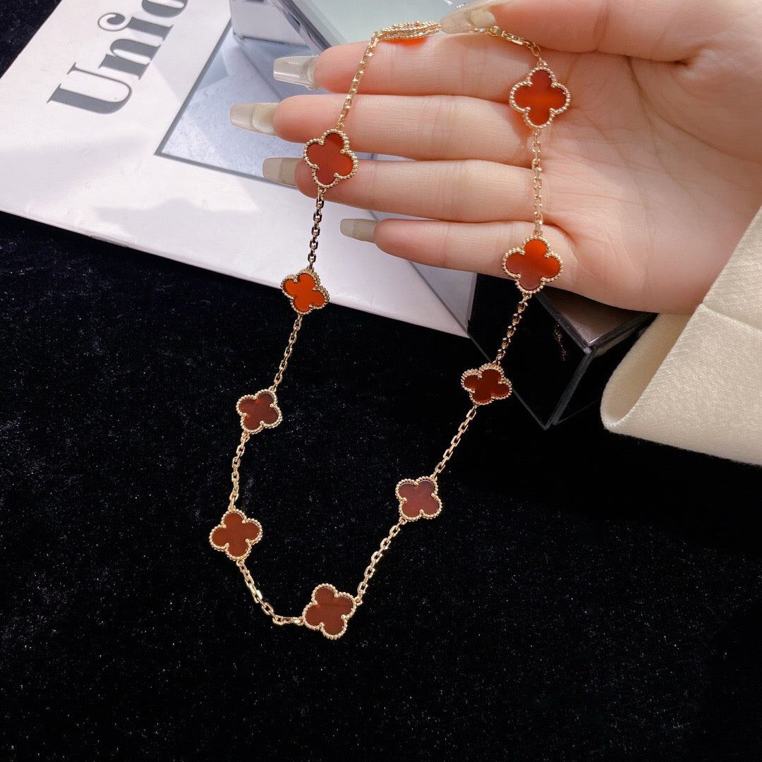 ¡®Aura Jewels¡¯CLOVER 10 MOTIFS CARNELIAN NECKLACE